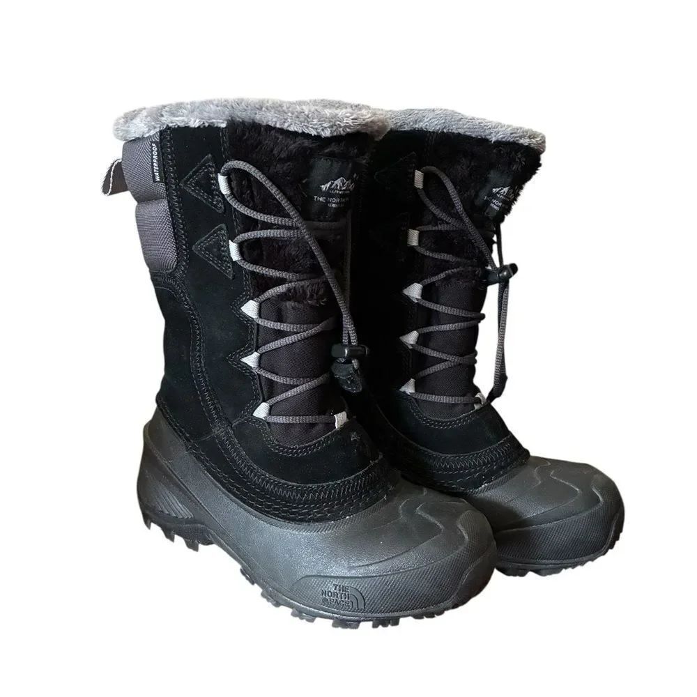 The North Face Black and Gray Insulated Boots Girls Size 3